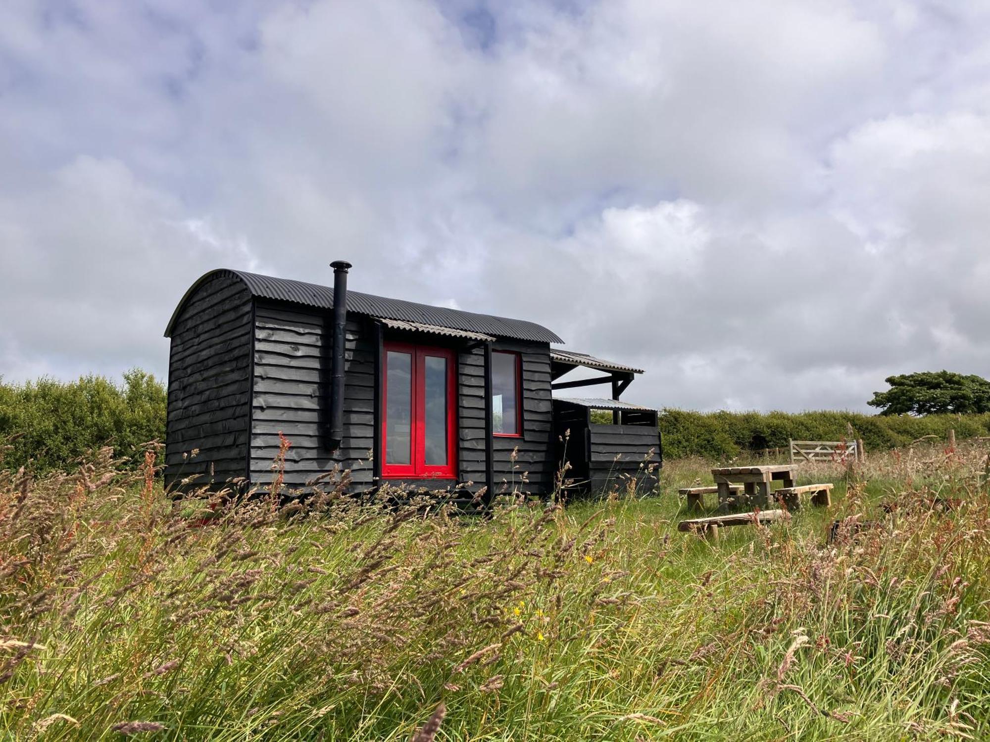 Camping Shepherds Hut In A Private Meadow With Sea Views
